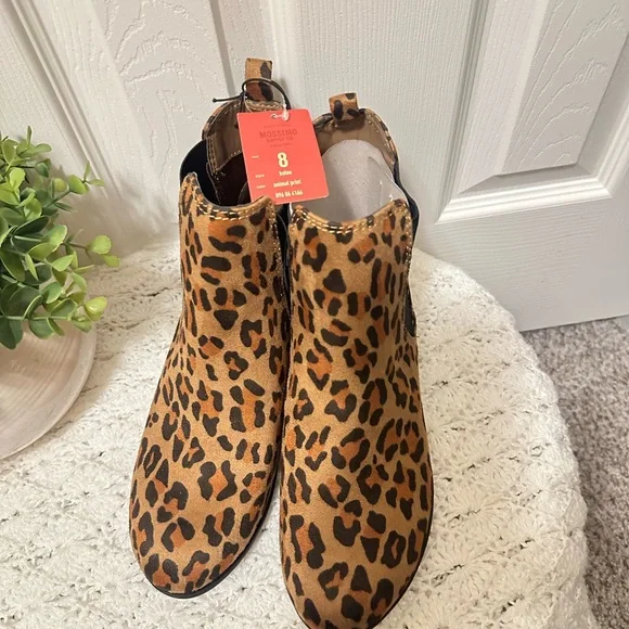 Mossimo Supply Co Animal Print Brown Black Faux Suede Ankle Bootie Boots sz 8 - Picture 4 of 7
